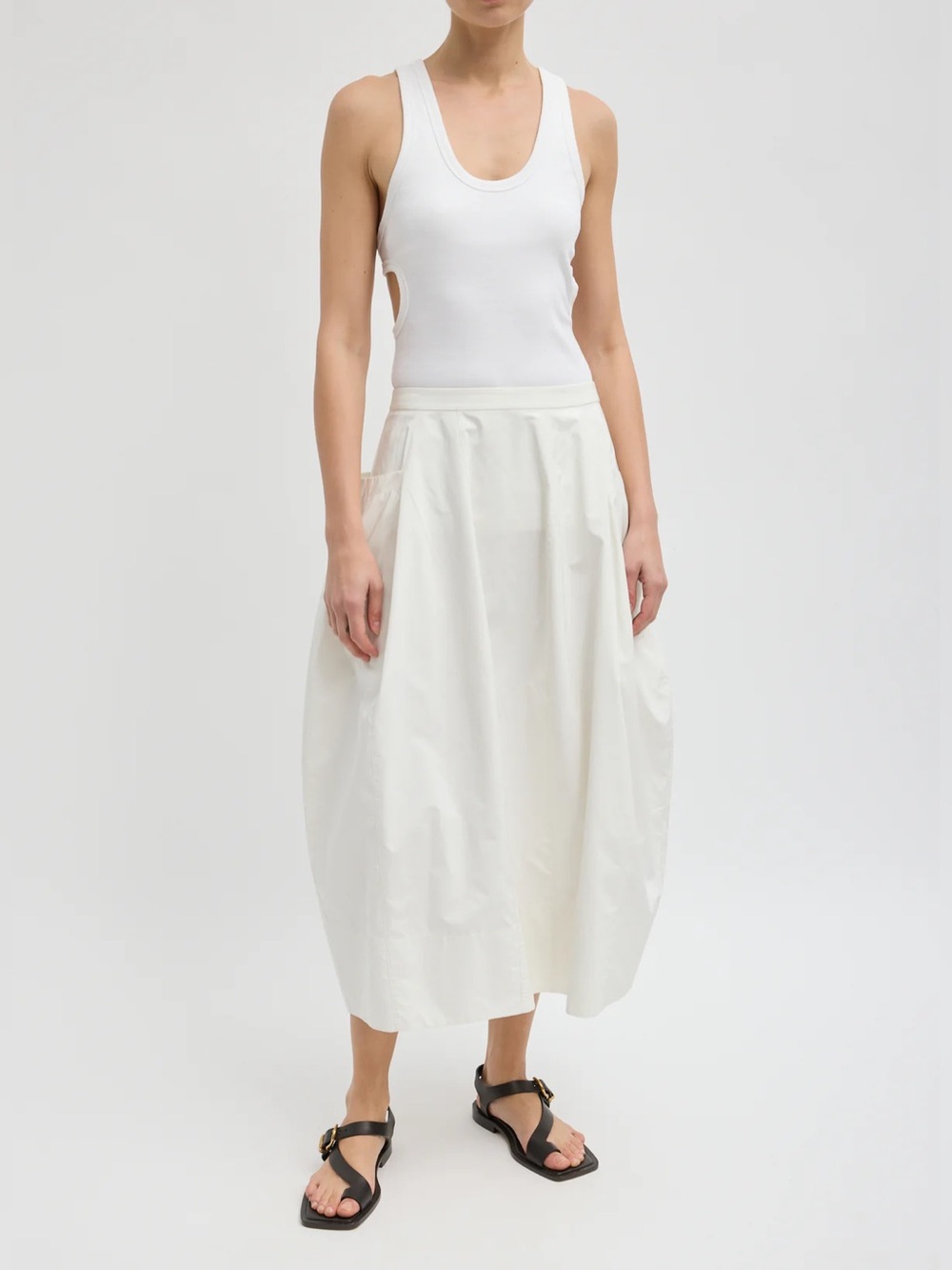 Tibi Nylon Lantern Skirt White - size Regular 4